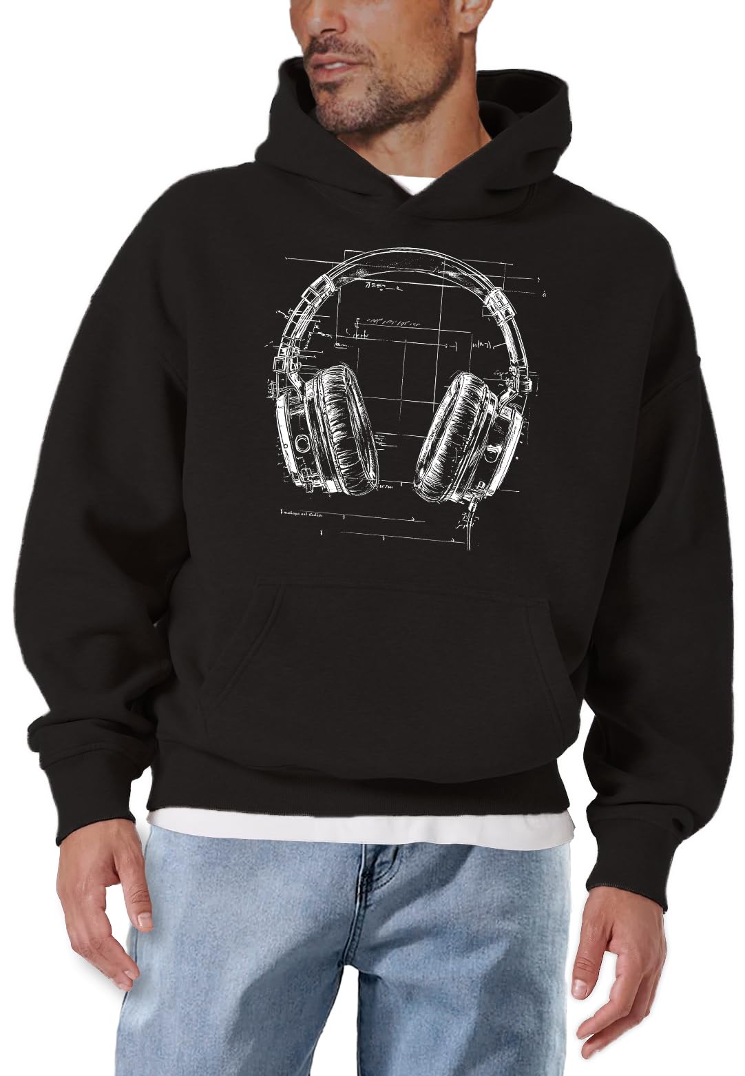 MAKAYA Felpa con Cappuccio Hip Hop Stile Vintage Motivo Cuffie Pullover con Cappuccio Stampa Retro Maglia Anni 80