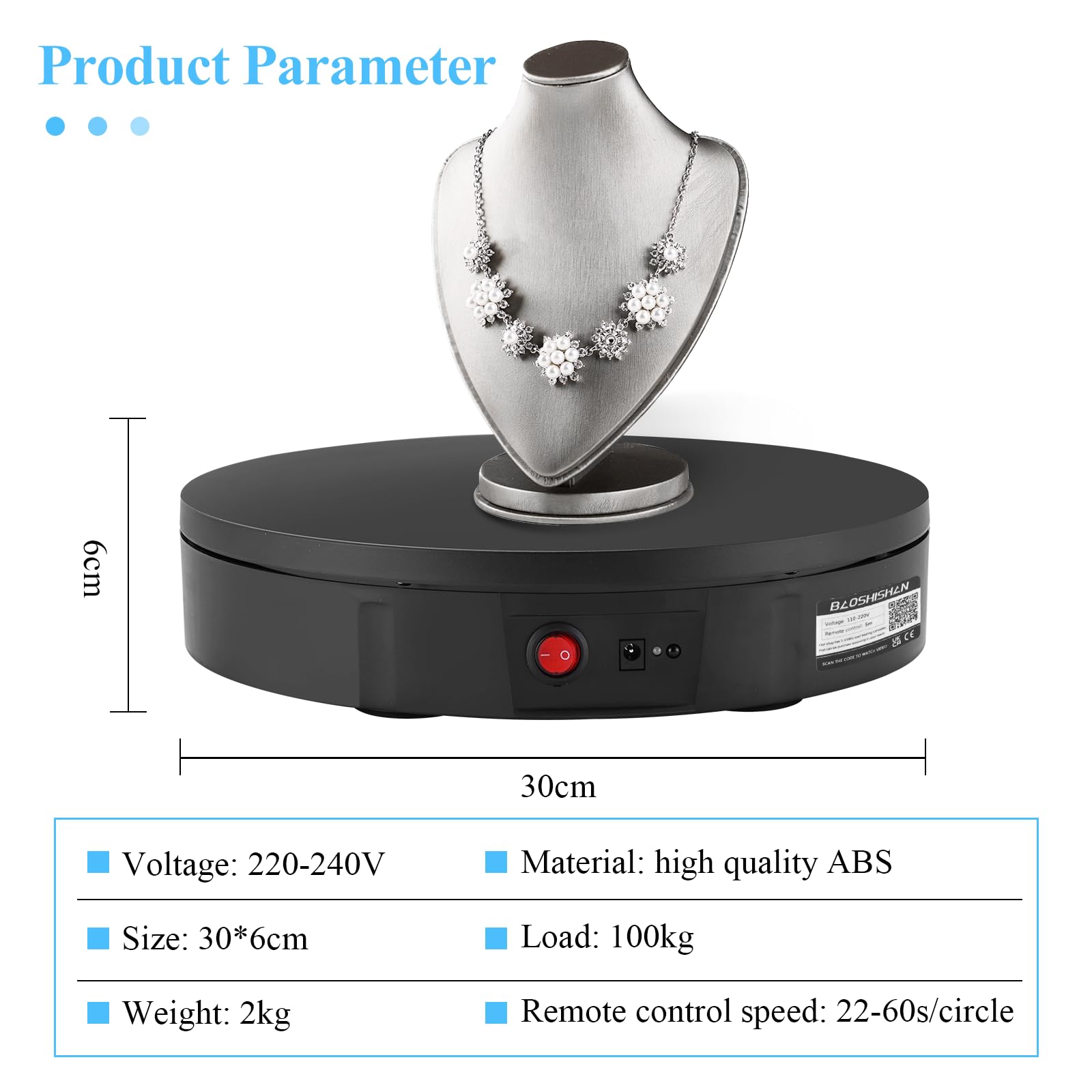 BAOSHISHAN Base Giratoria Eléctrica Plataforma Rotatoria 360° Soporte