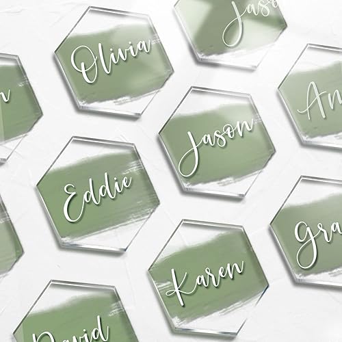 UNIQOOO 80 tarjetas de acrílico transparente para boda, tarjetas de asiento hexagonales en blanco  placas de escort de acrílico de 0.116 pulgadas,