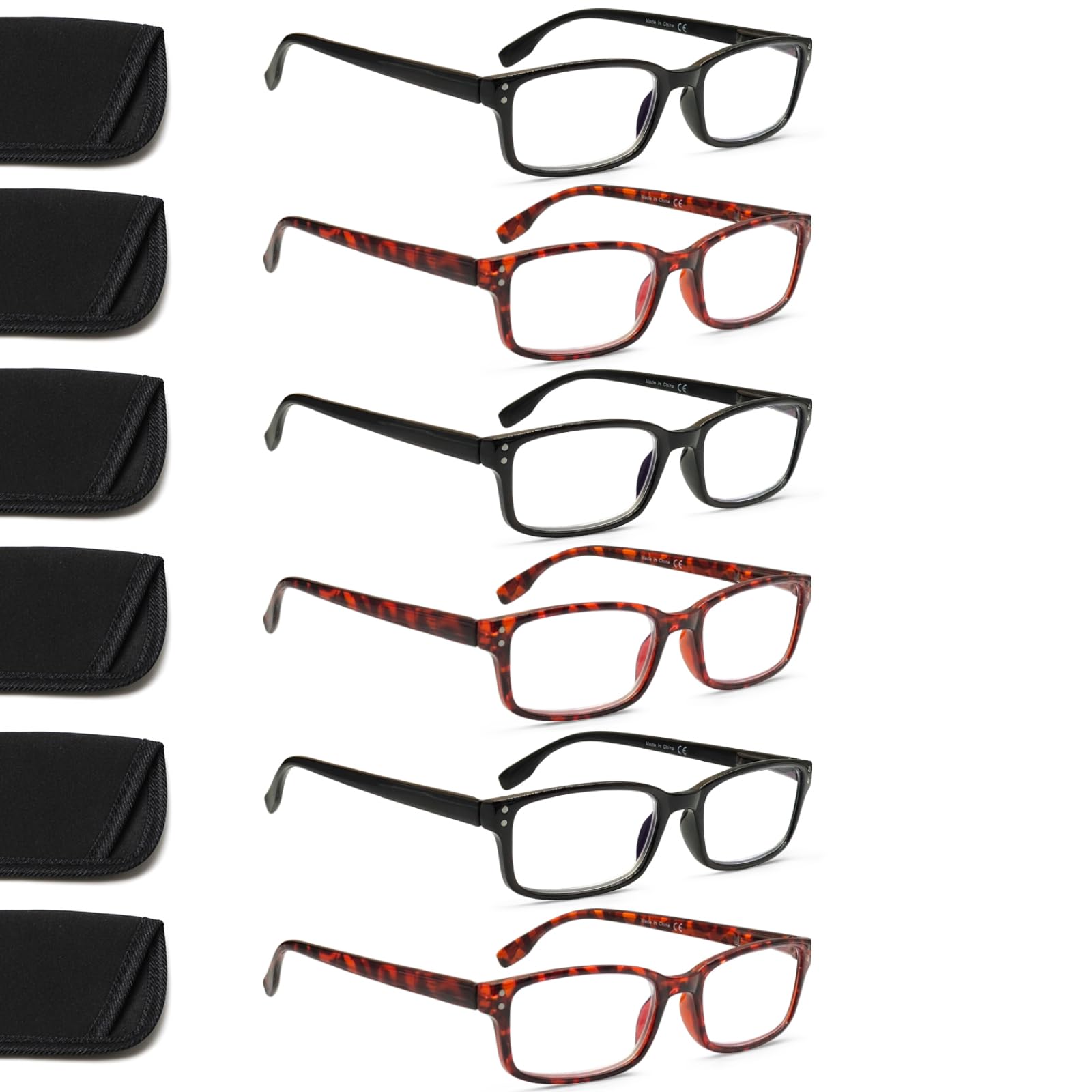 ZOECENT 6 Pack Lesebrille Herren Damen Blaulichtfilter Brille Federscharnier Computer Brillen Schwarz Lesebrillen (3schwarzer 3 schildpatt, 2.75, x)