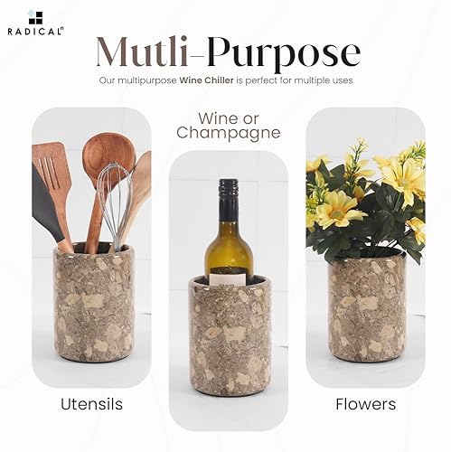 Miniatura 10 de Radicaln Enfriador de vino de mármol de mesa negro de 5.5 x 6.5 pulgadas, hecho a mano, decoración alta y portátil para el hogar y la cocina,