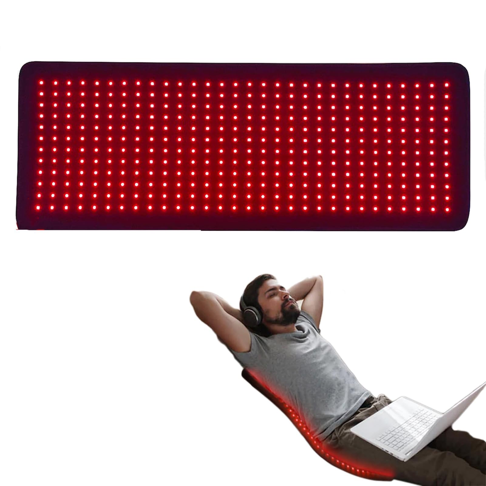 Mata terapeutyczna z 360 diodami LED do terapii czerwonym światłem, 660 nm i 850 nm światło bliskiej podczerwieni, regulowany czas i jasność w celu złagodzenia bólu ciała