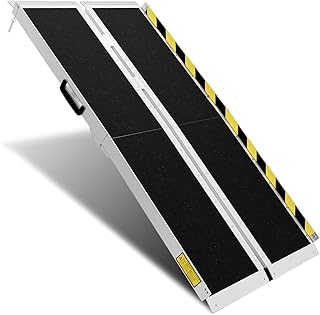 Protable Wheelchair ramp 5FT,Non-Slip Folding Aluminum Handicap Ramps,Threshold Ramps for Home,Holds up to 600lbs,Wheelchair