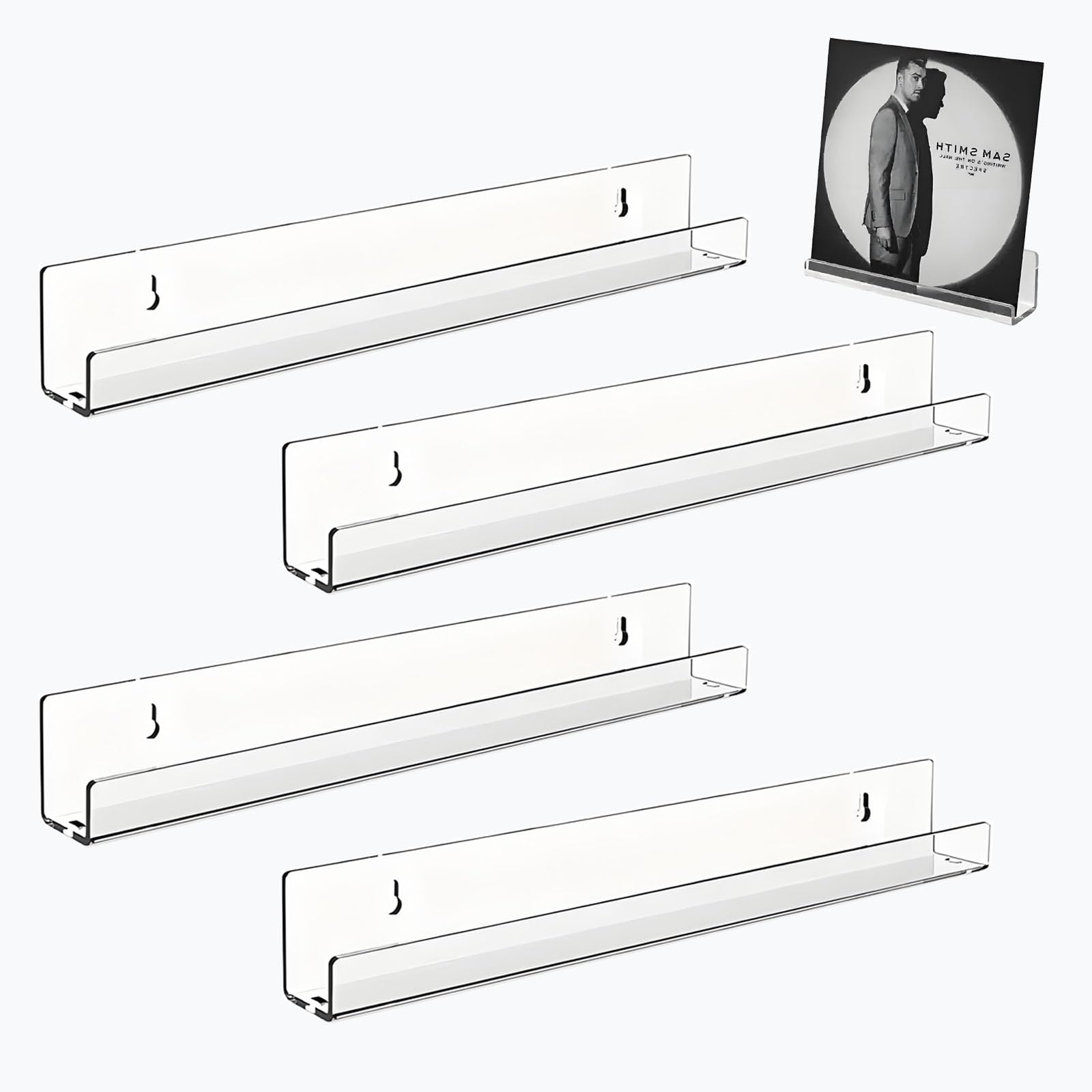 Étagères flottantes disques vinyles en acrylique transparent lot de 4 supports muraux