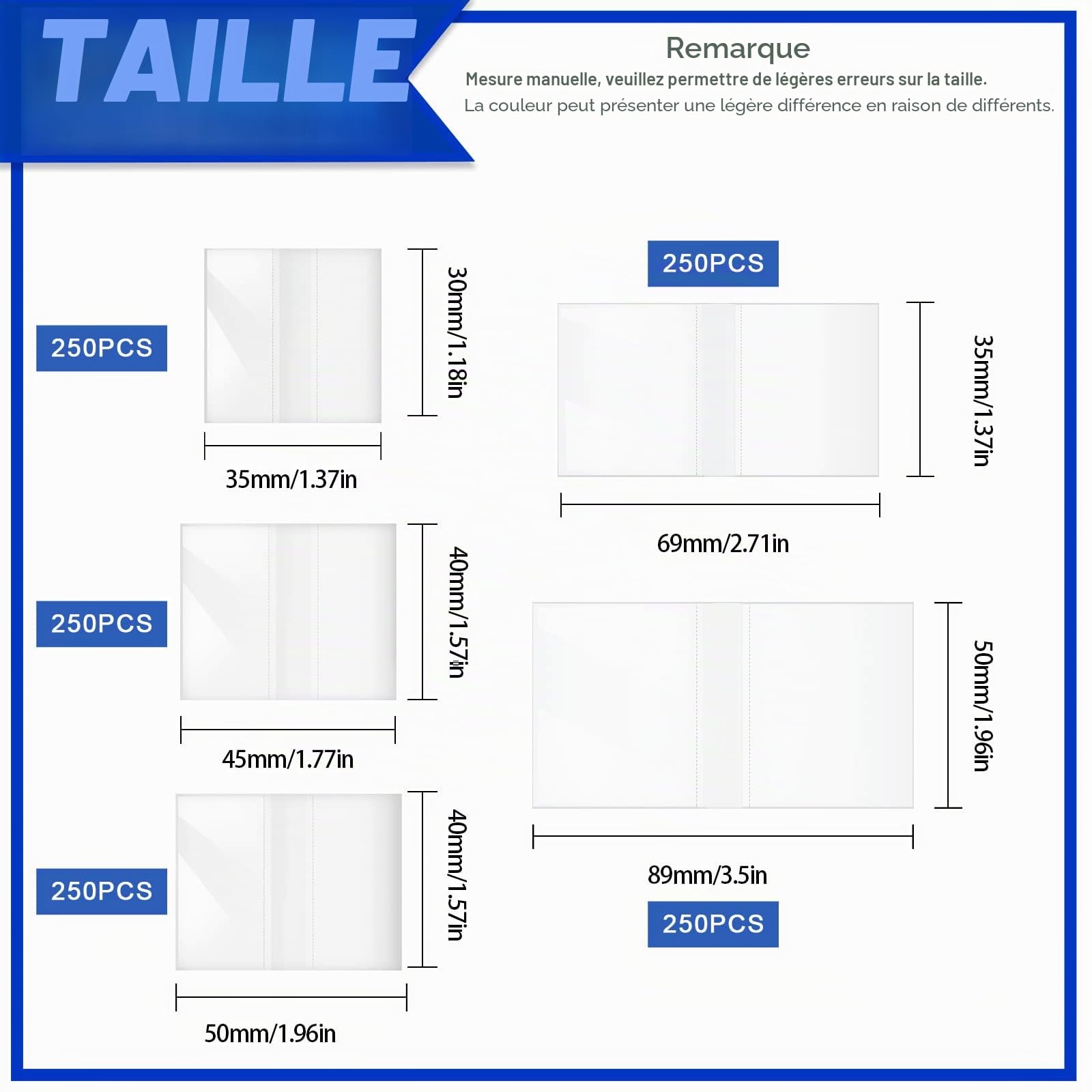Glarks Lot de 1250 bandes transparentes thermorétractables en PVC - 5 tailles - Pour bouteilles de compte-gouttes, cans, etc
