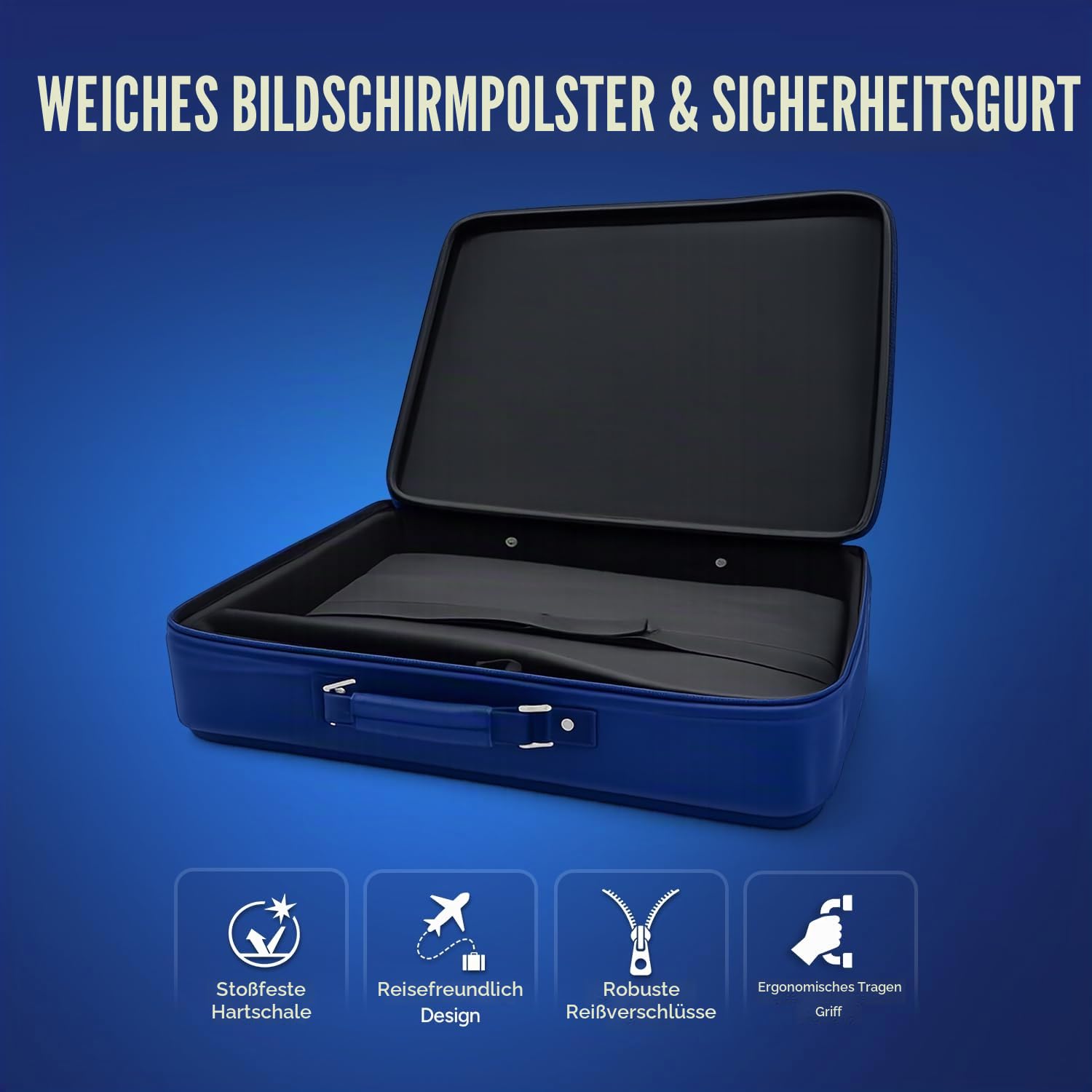 Falcon Schutzhülle für Camping-Fernseher – harte Tragetasche für Camping, Wohnmobil & Wohnwagen, blau, 24-27 inches, Klassisch