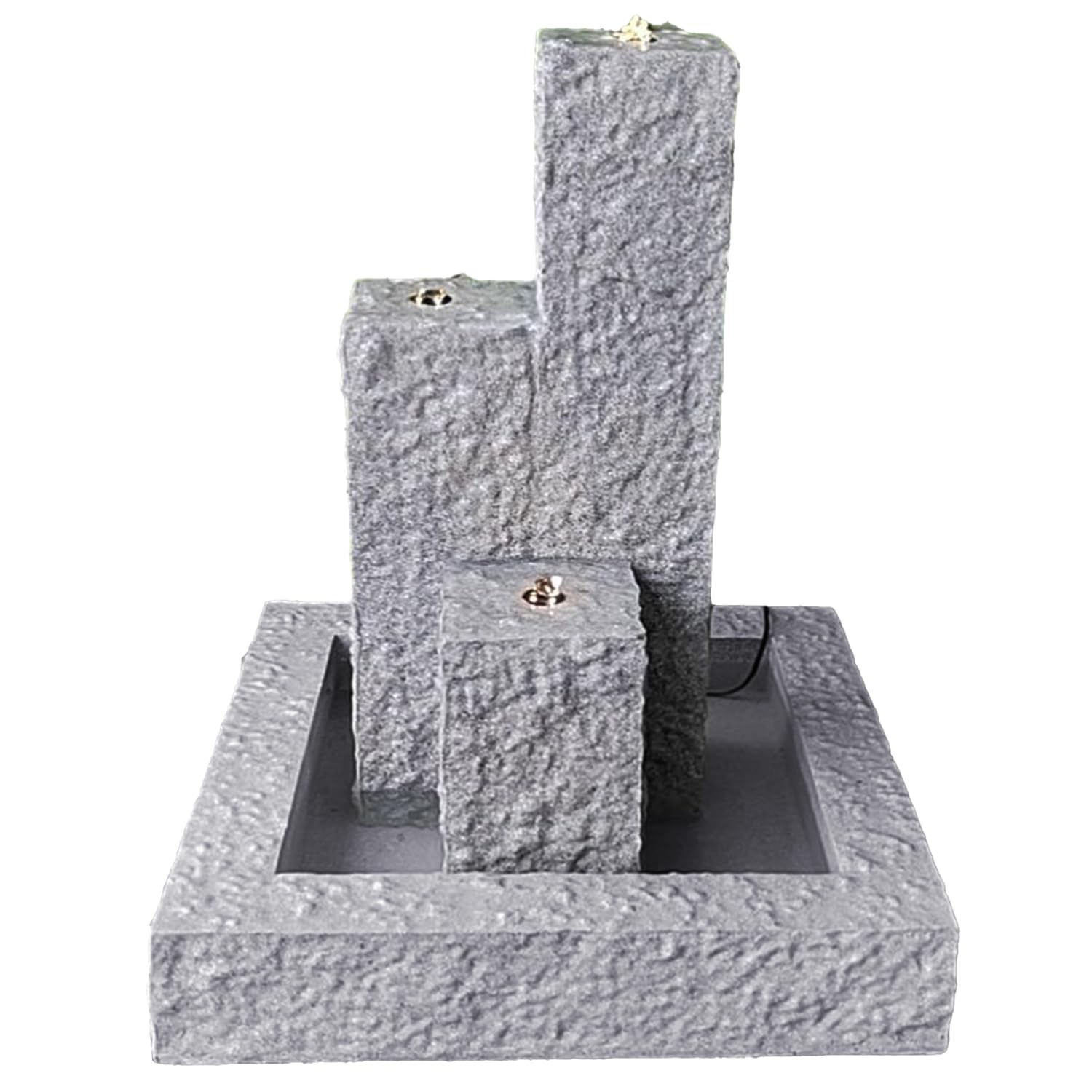 Gartenbrunnen Brunnen Zierbrunnen Zimmerbrunnen Springbrunnen Brunnen mit LED-Licht TRIO-BASALT-230V Wasserfall Wasserspiel für Garten, Terasse, Balkon
