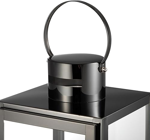 Miniatura 5 de Matico Juego de 3 faroles portavelas decorativos de acero inoxidable, decoración colgante de farol de huracán, portavelas para ceremonia de