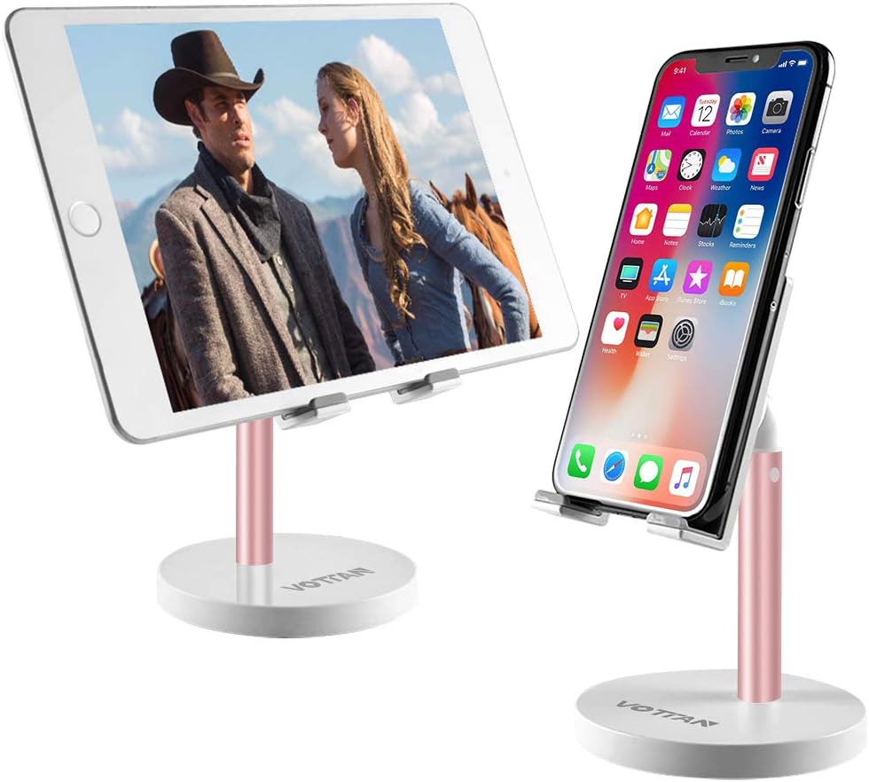 Cell Phone Stand, Adjustable Angle Height Desk Phone Dock Cellphone Holder for iPhone SE / 11 / 11 Pro/XS Max/XR/12/12 Pro, Samsung Galaxy S20 / S10 / S9 / S8, Other Phones (3.5-10 Inch)