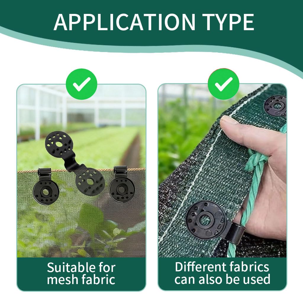 50 clip in plastica per telo protettivo, clip per tende da sole, nero, clip in plastica con occhiello, clip in plastica per rete di protezione solare per corde di collegamento, reti ombreggianti