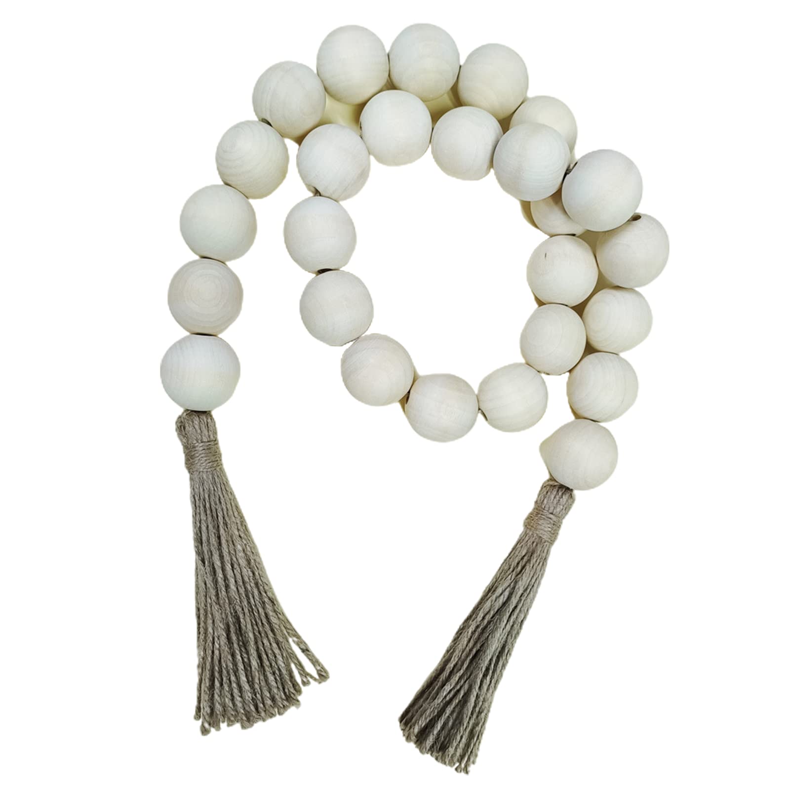 Buxuaaaa Wood Beads Garland with Natural Prayer Wood String Beads Decorative for Farmhouse Decor Ornament Gift 51in Farmhouse Garland