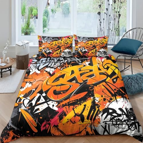 Housse de couette fermeture éclair résistante parure lit graffiti ado
