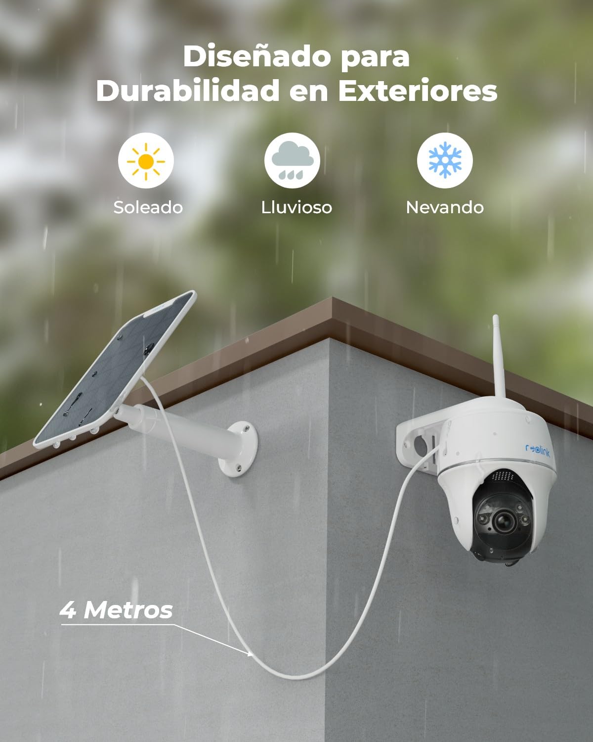 Reolink 5MP Camara Vigilancia WiFi Exterior, 360° Solar Cámara IP Sin Cable | Detección Smart, Audio de 2 Via, Almacenamiento local/nube, Acceso Remoto, Compatible con Alexa, Argus PT con Panel Solar
