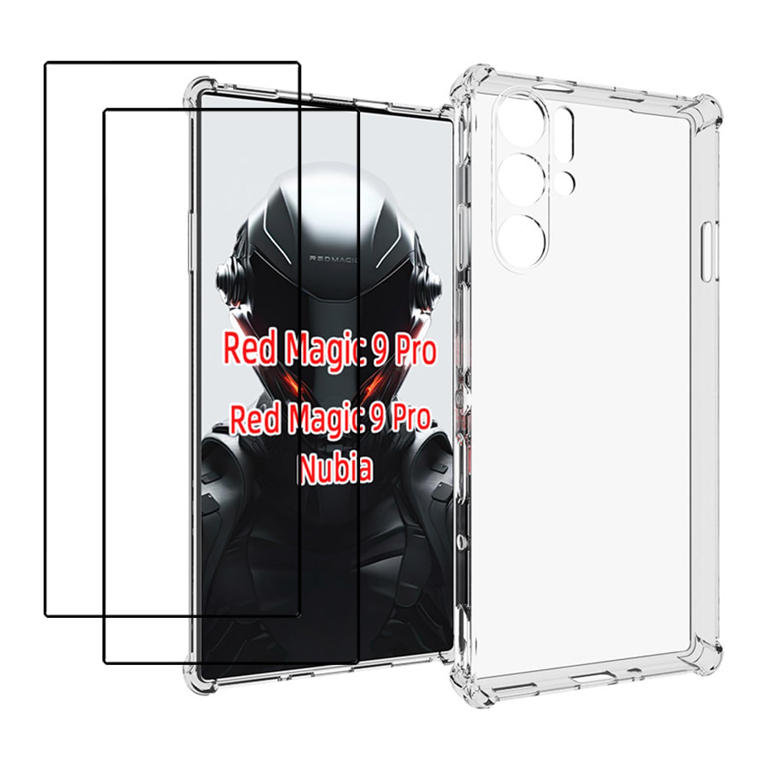 Case for ZTE nubia Red Magic 9 Pro/ZTE nubia Red Magic 9 Pro Plus Case Cover + Screen Protector (2 Pieces)