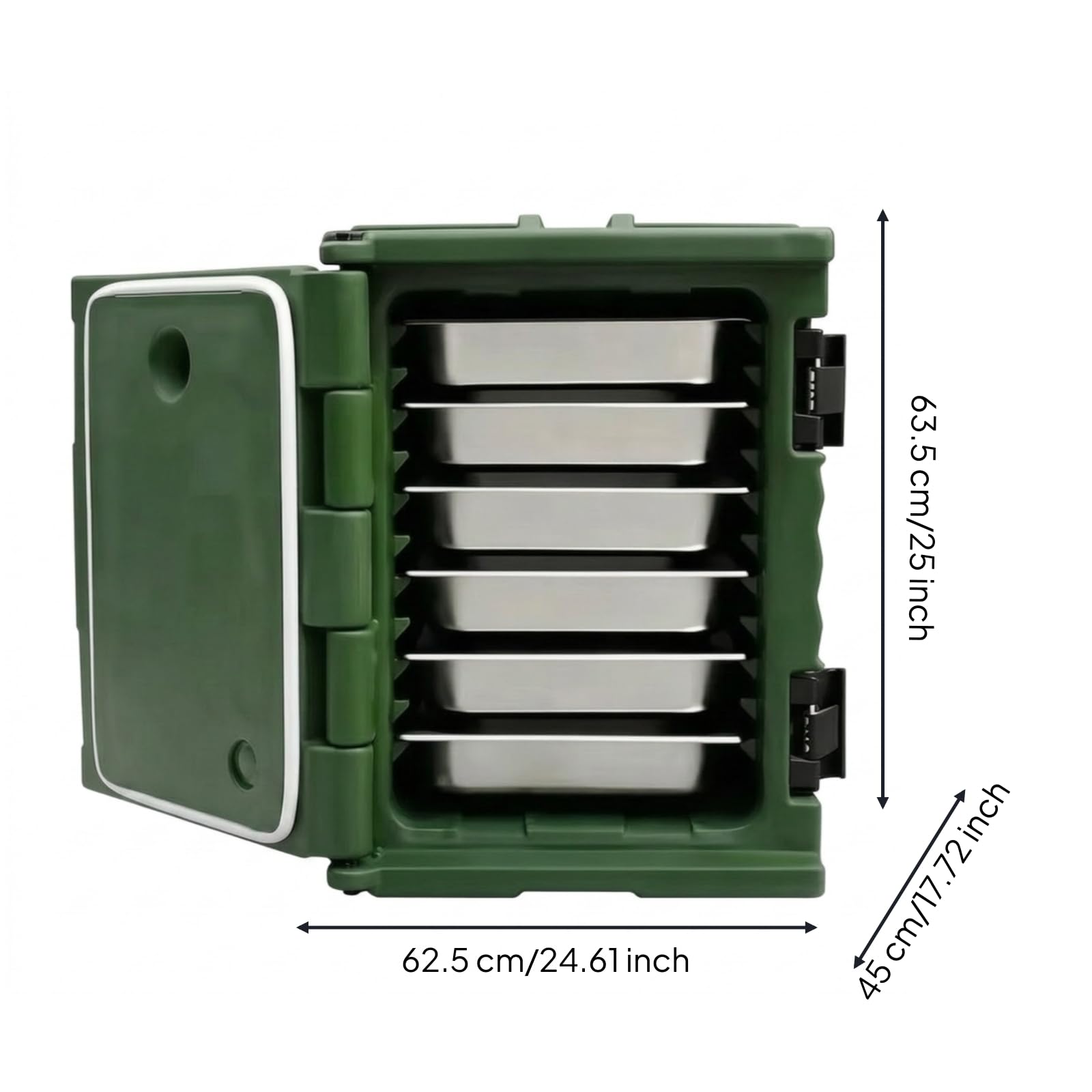 Contenitore Termico con Teglie Professionale Box Termico Porta Teglie Isolante Scatola Termica per Banchetti, Array, Verde