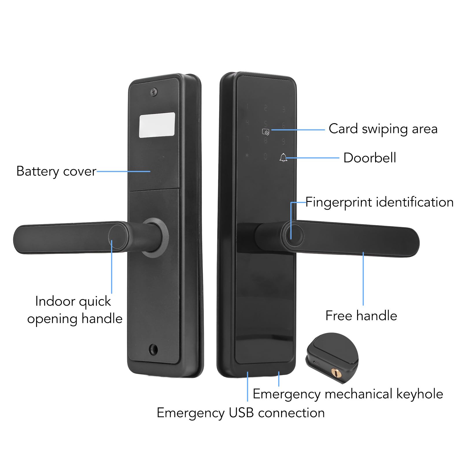 Smart Fingerprint Password Card Key Entry Lock Home Security Aluminum Alloy for Anti Theft Elderly - Image 2