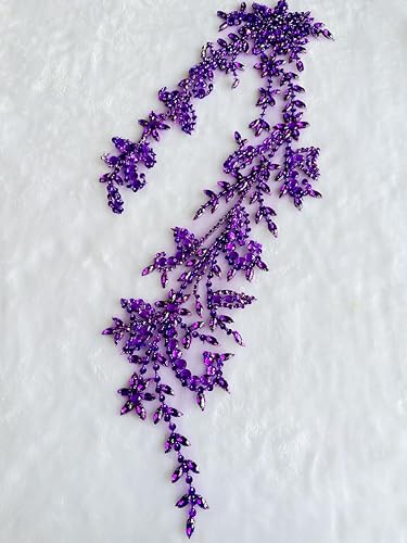 Vista 27 de PLune Diamantes de imitación acrílicos brillantes hechos a mano en apliques de encaje, cuentas de costura, parches para accesorios para vestido