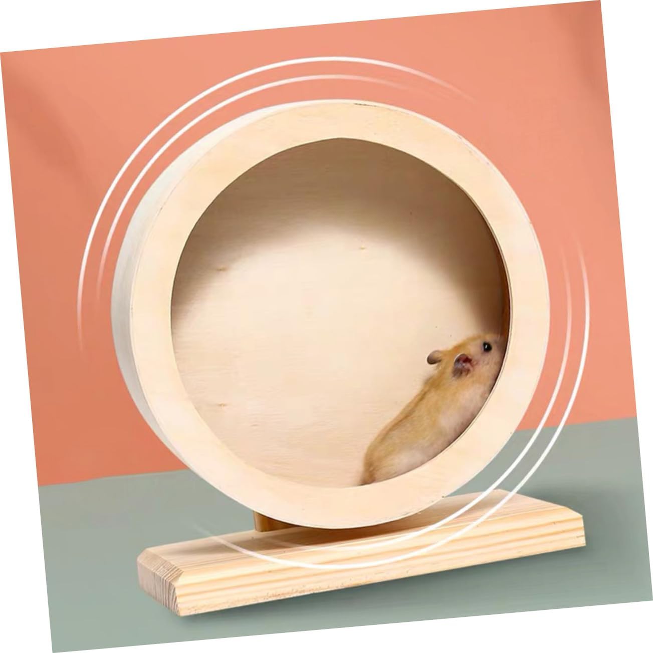Large Silent Wooden Hamster Running Wheel with Stable Stand Quiet Small Pet Sports for Chinchilla Guinea Pig Gerbil Exercise and Enrichment