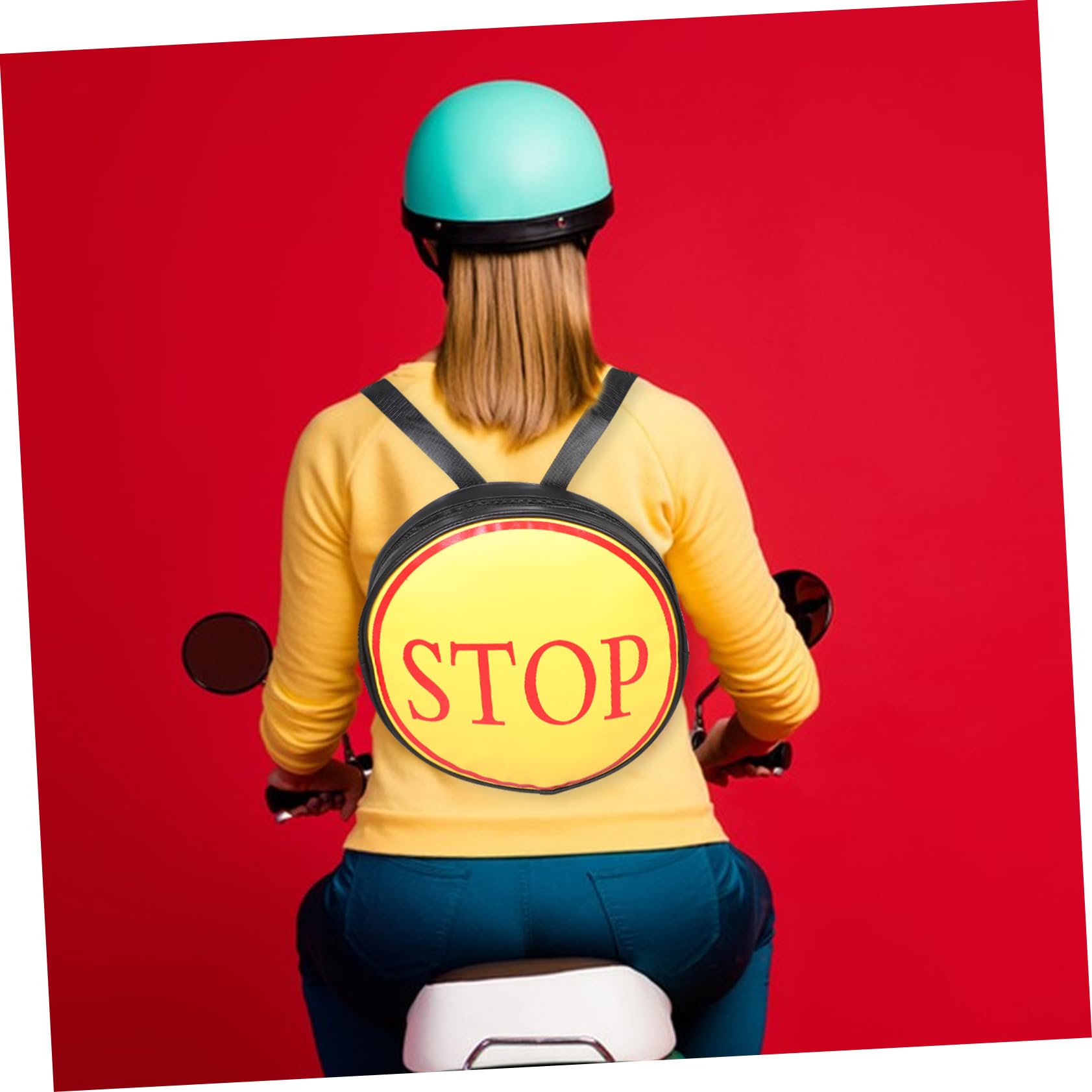 Zaino da Moto in Pu Tracolla Ergonomica, Design Stampato Unico, per Viaggi in Spostamenti Quotidiani