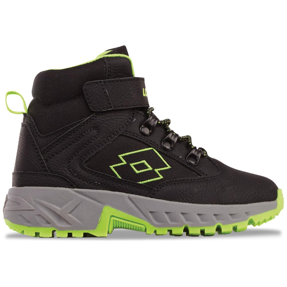 LOTTO Unisex Kid's Woodlark Mid K Calf Boot, Black Fr Green, 12.5 UK Child