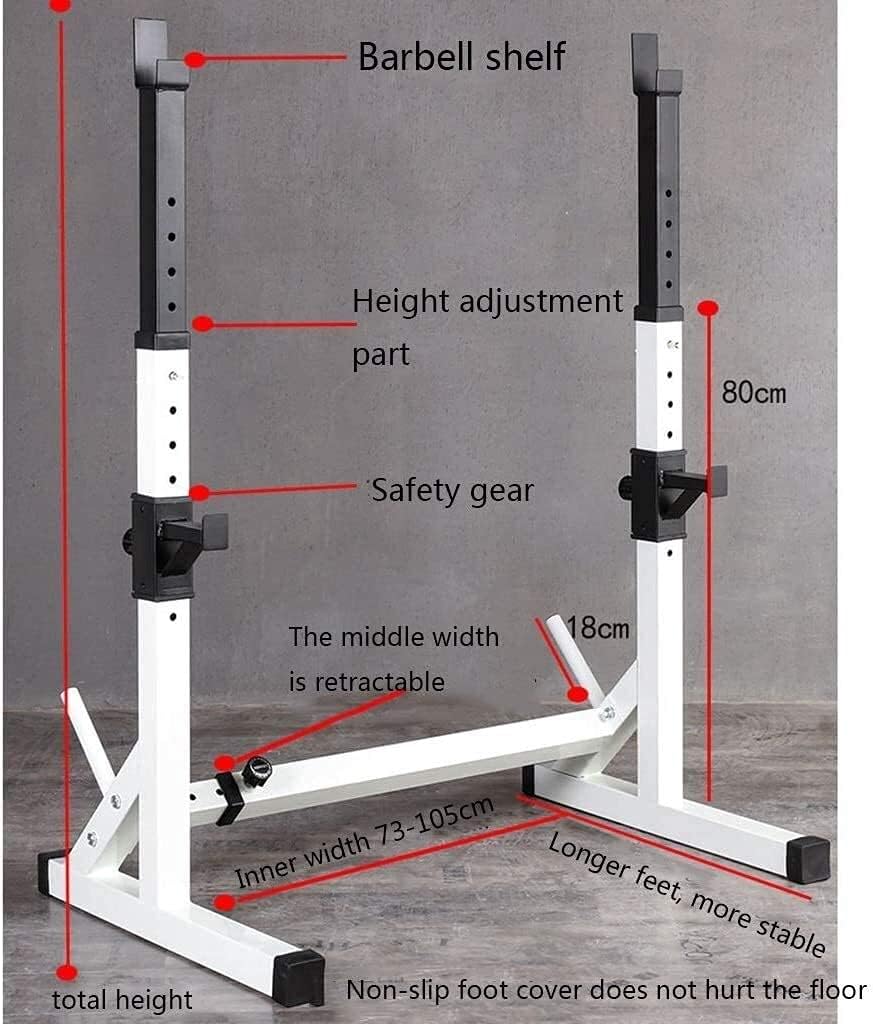 Adjustable Squat Rack Weight Lifting Bench Press Men's Fitness Barbell Rack Multifunctional Shelf Adjustable Bracket Home Indoor Gym Strength Training Stand Squat Rack