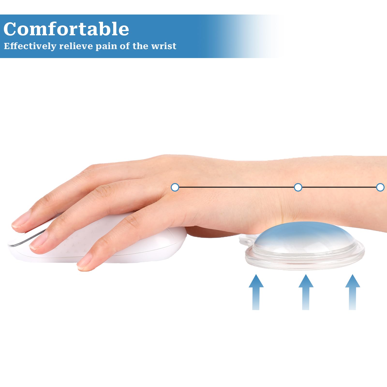 Repose-poignet en gel souple ergonomique pour souris, coussin silicone transparent anti-fatigue