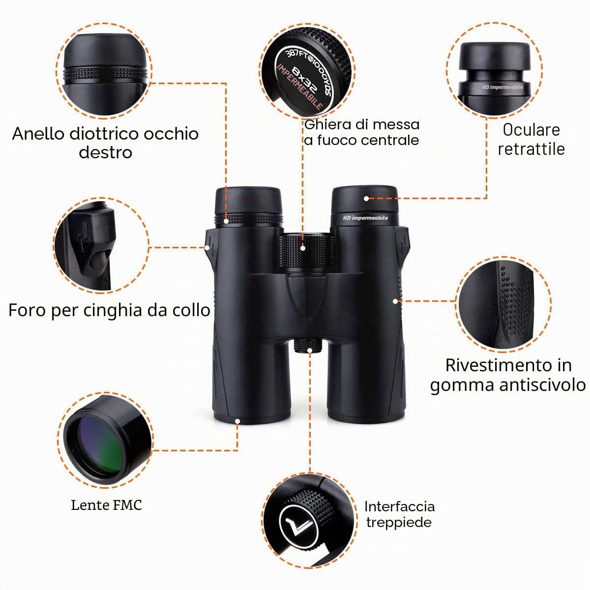 Svbony SV47 Binocolo 8x42, HD Impermeabile Binocolo Adulti Potente, Lente FMC Prisma Bak-4 Binoculars Borsa Morbida per Bird Watching