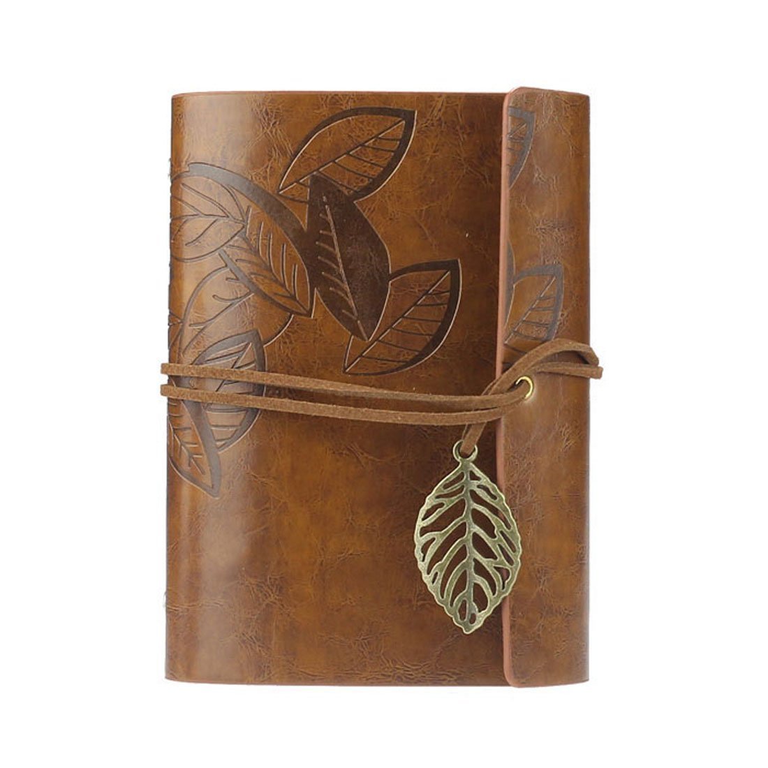 Ukamshop Retro Leaf Blank Notebook / Diary / Journal / Magazine / Book, Leather Cover, Brown