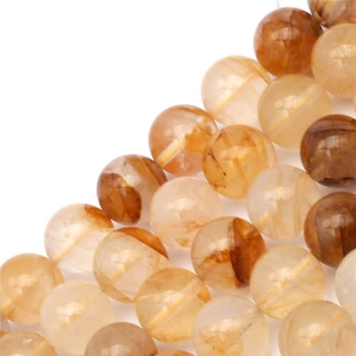 GEM-Inside Sun Stone - Cuentas sueltas naturales de 0.472 pulgadas, redondas, lisas, de color mixto, piedra energética para hacer joyas, 15 pulgadas