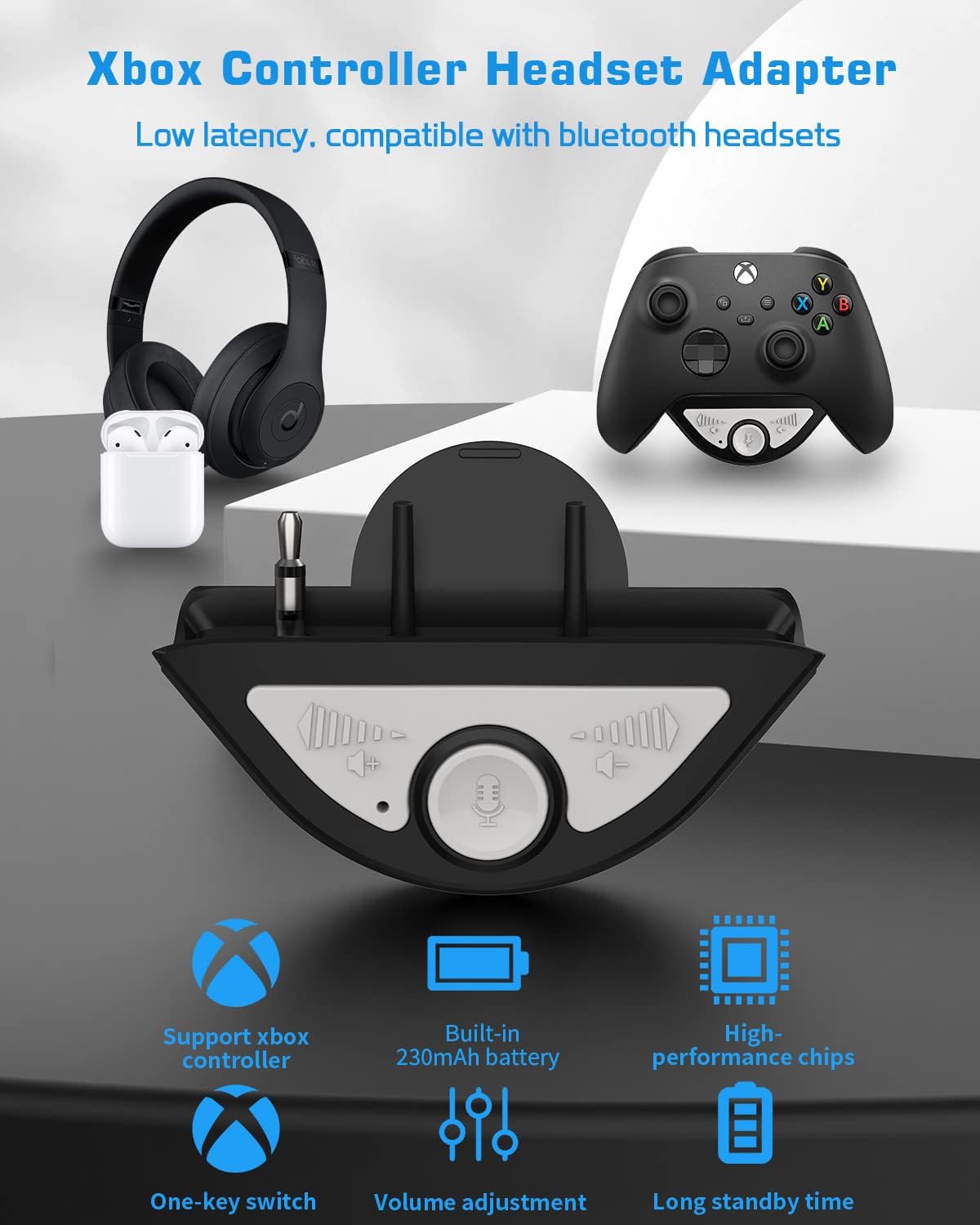 Bluetooth Headset Adapter for Xbox One & Xbox Series X|S Controller, Adjust Audio Balance (Game Sound & Voice Chat), Volume, Mic Directly (Black)