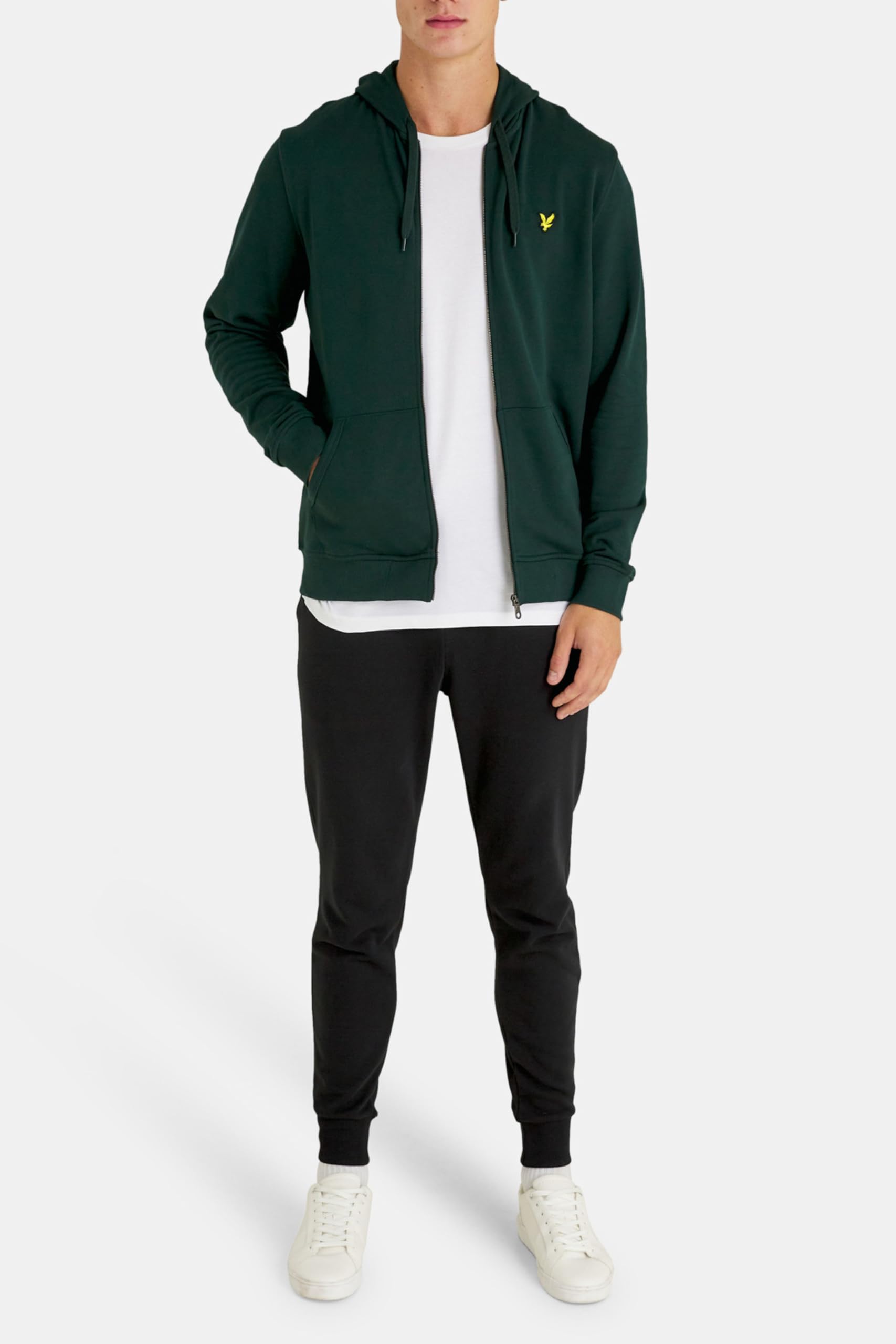 Lyle & Scott Męska bluza z kapturem z zamkiem błyskawicznym, ciemnozielony, XL