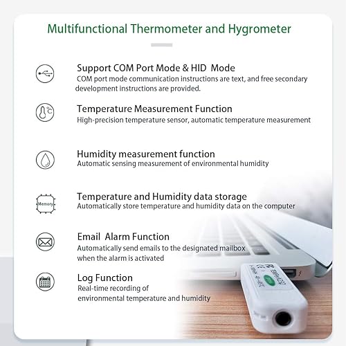 Miniatura 2 de Medidor de humedad de temperatura USB con sonda externa para Linux RS232 Desarrollo secundario alarma de correo electrónico (TEMPerX232)