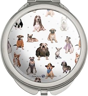 GRAPHICS & MORE Cool Dogs in Outfits Paw Print Pattern Compact Travel Purse Handbag Makeup Mirror