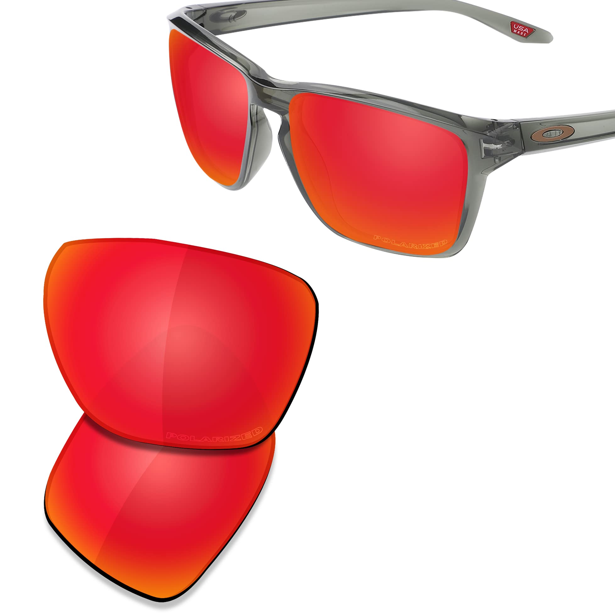 Saucer Premium Ersatzgläser für Oakley Sylas OO9448 Sonnenbrille, High Definition – Feuerrot polarisiert, Einheitsgröße