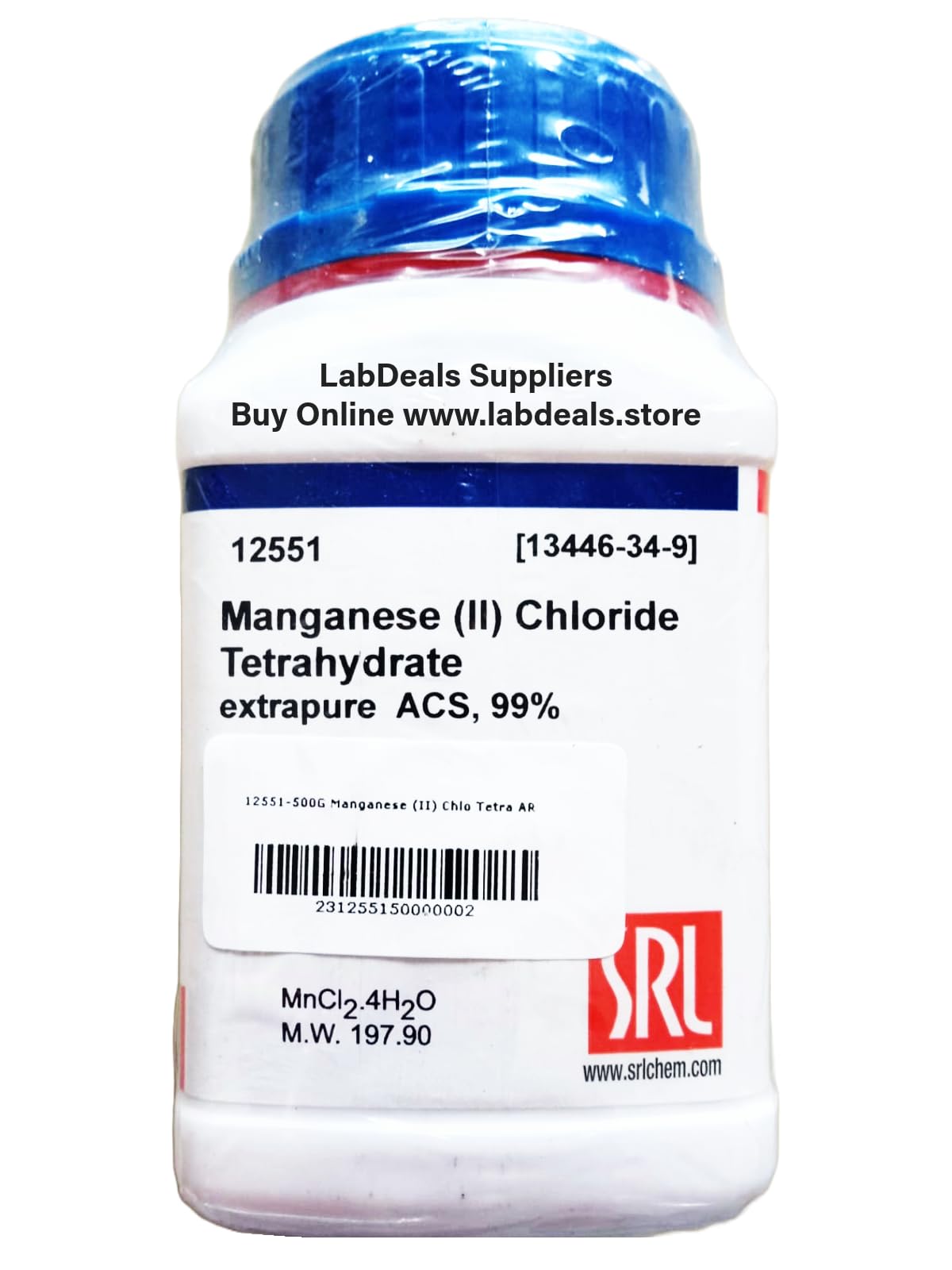 See full amazon price history chart for SRL Manganese (II) Chloride Tetrahydrate extrapure ACS Grade, 99%,500Gm, CAS 13446-34-9, Molecular Formula : MnCl2.4H2O, Storage : Room Temperature, Shelf Life : 60 Months for laboratory use SRL Manganese (II) Chloride Tetrahydrate extrapure ACS Grade, 99%,500Gm, CAS 13446-34-9, Molecular Formula : MnCl2.4H2O, Storage : Room Temperature, Shelf Life : 60 Months for laboratory use (B0CD4H8SLH) Amazon Price History, Amazon Price Tracker