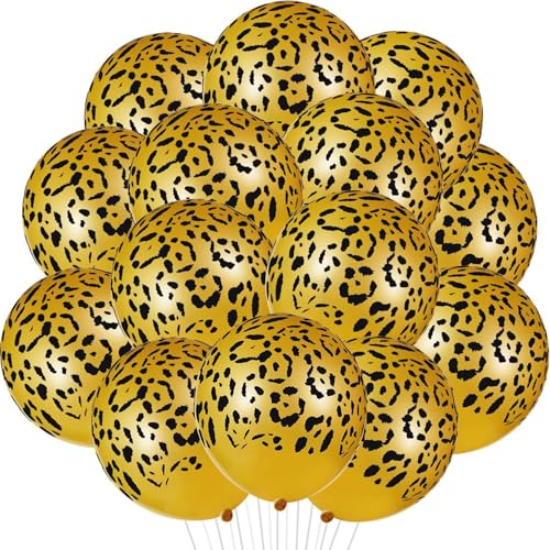 Gejoy 50 Pcs Gold Cheetah Balloons Leopard Print Balloons 12 Inch