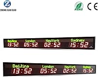 Vista 5 de LED World Clock, 4-City World time Zone Digital Multi time Zone Clock -12/24-hour Clock, Green