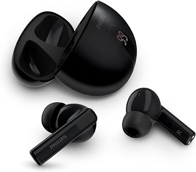 Philips TAT2520BK Noise Cancelling True Wireless In Ear Bluetooth Headphones - Small buds, Clear calls, Dynamic bass - Pocket-sized charging case, Ideal for commuting and exercise - Black