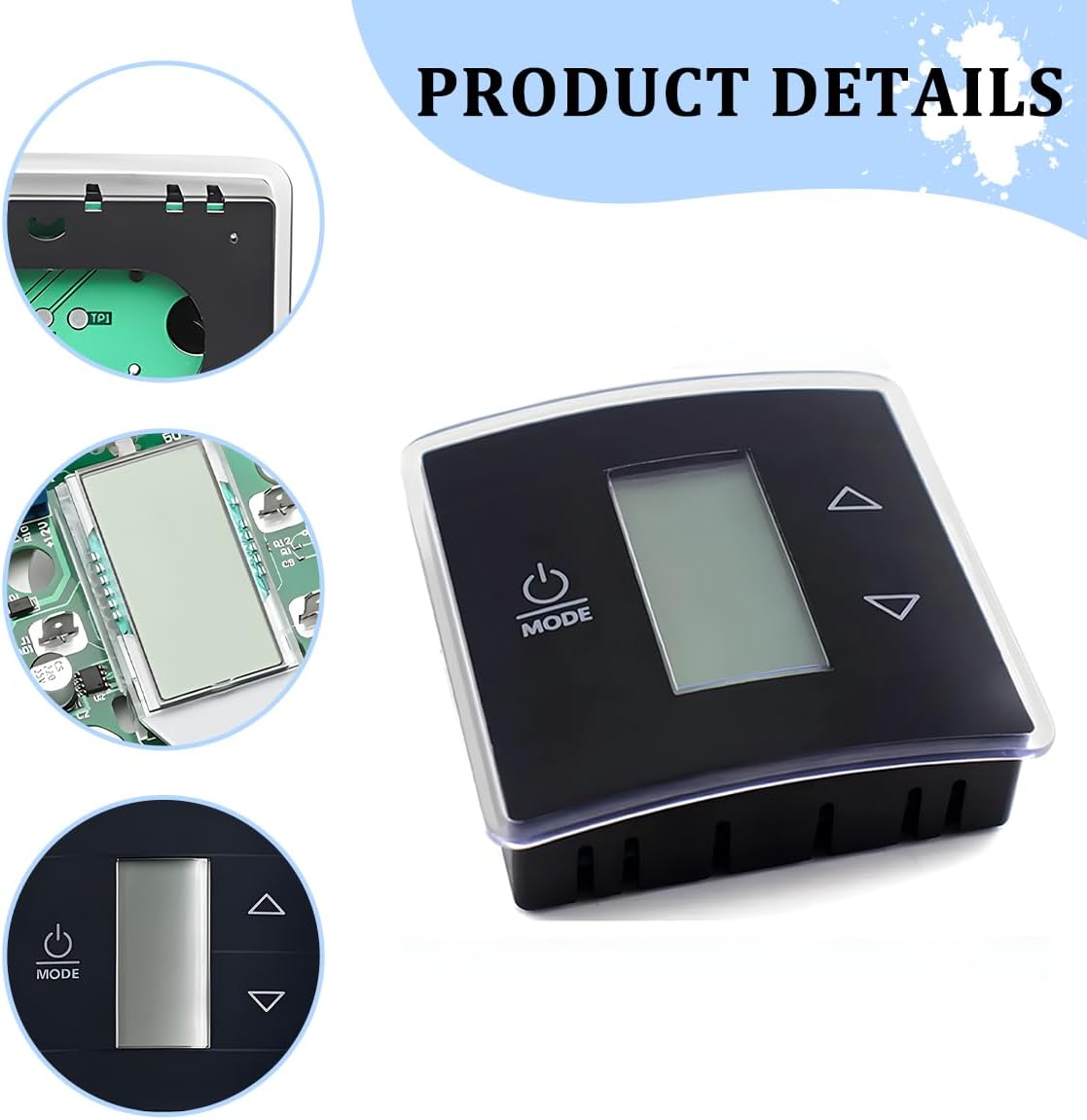 3316250.712 RV Single Zone Wall Thermostat, Manual Regulator RV Analog Thermostat Replacement with Backlight LCD Display, Micro Precise Temperature Control for Camper Conditioners (Black)