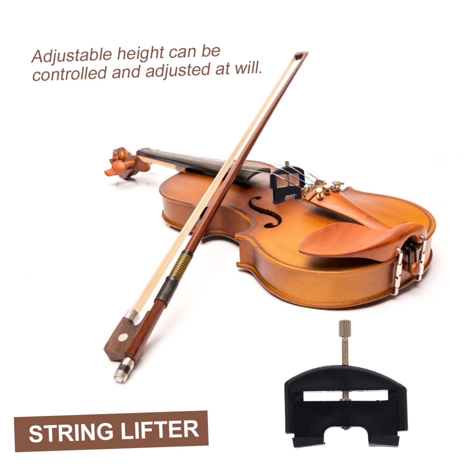 Utensile per Corde di Violino 1/4-4/4 Altezza Regolabile | Nero, Plastico Placcatura in Ferro, per Ponte e Sostituzione Corde, Posizione Segnata Precisione