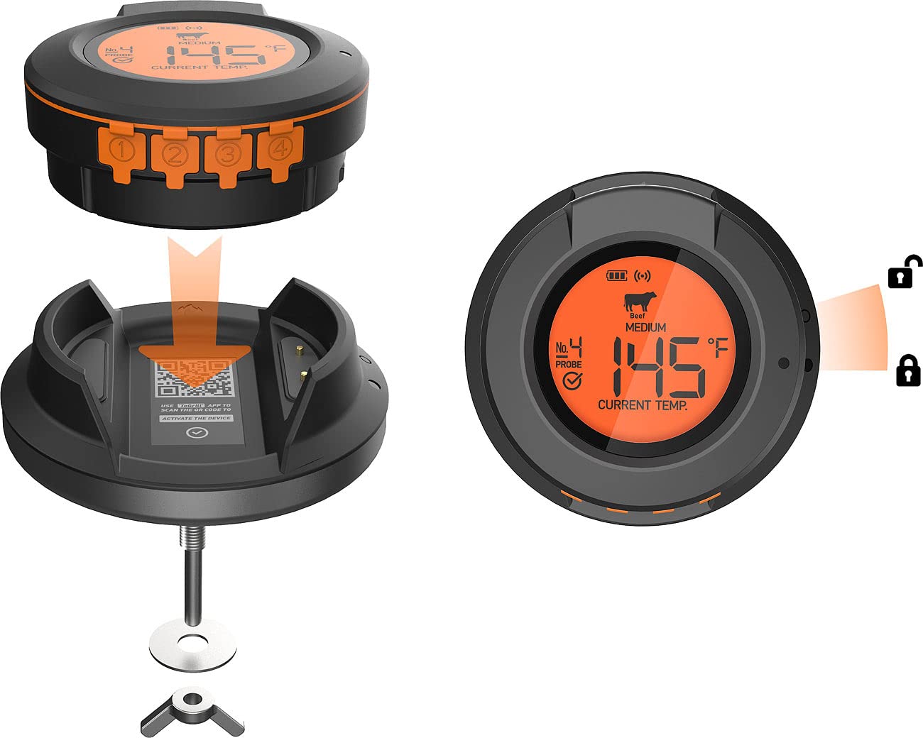 Thermomètre connecté pour barbecue avec 2 capteurs DGT-50.app [Rosenstein & Söhne]