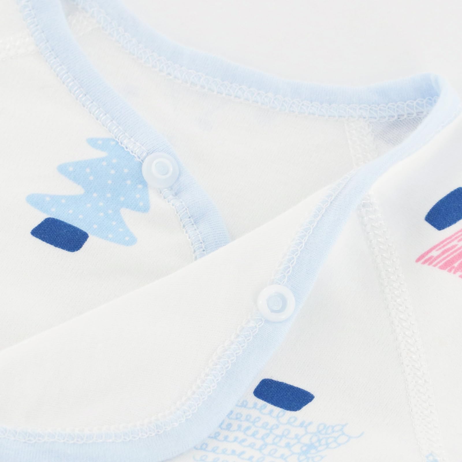 POBIDOBY Newborn Side snap Shirts for Baby Girls & Boys, Purcotton Baby Girls & Boys Top Tees with Cute Patterns, 2-Pack Blue