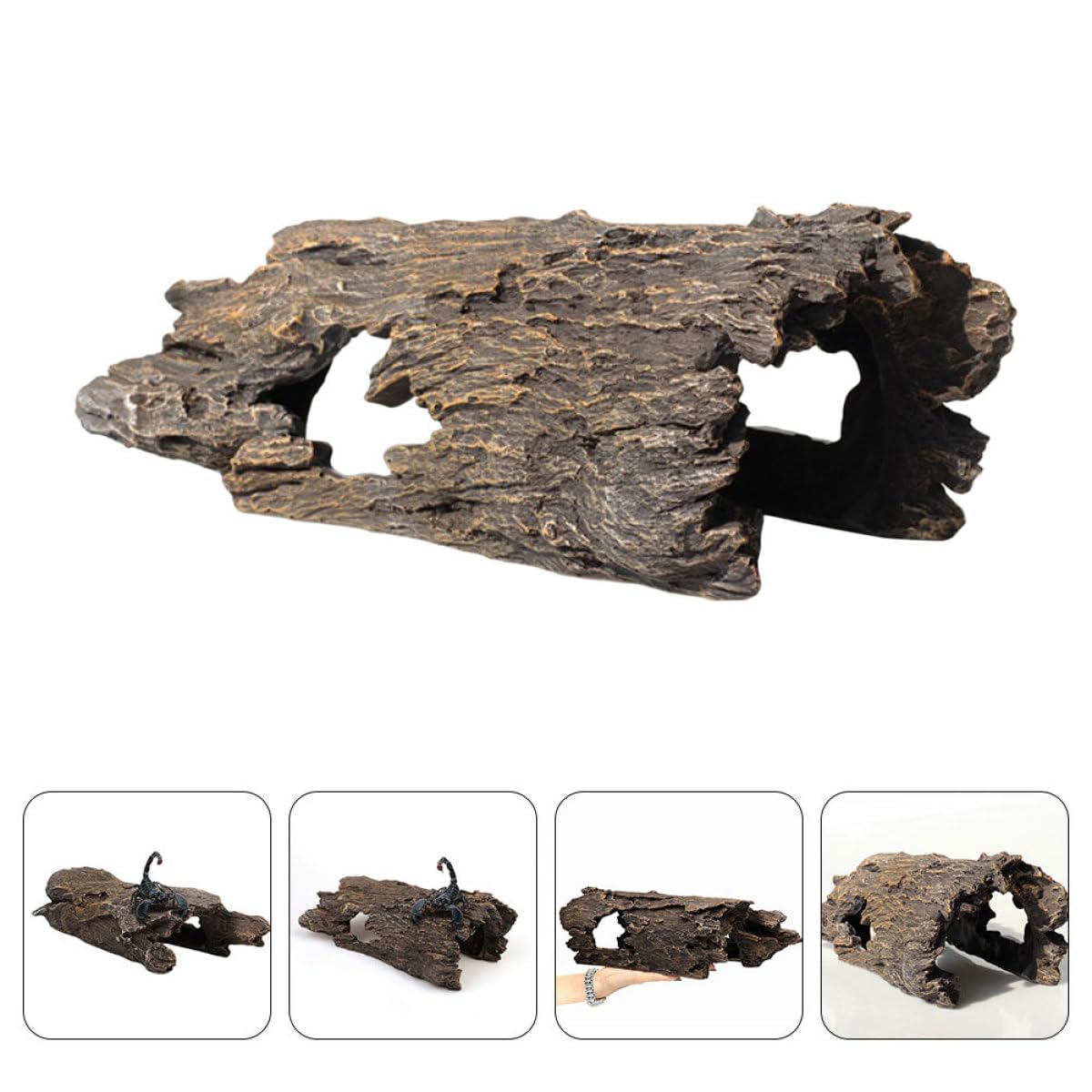 SHOWERORO Souche d'Aquarium en Résine Imitation Bois Flotté, Grosse Taille, Décor Naturel pour Bassin Extérieur Cachettes pour Poissons
