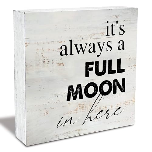 Rustic Full Moon Bathroom Wood Box Sign Humor Toilet Wooden