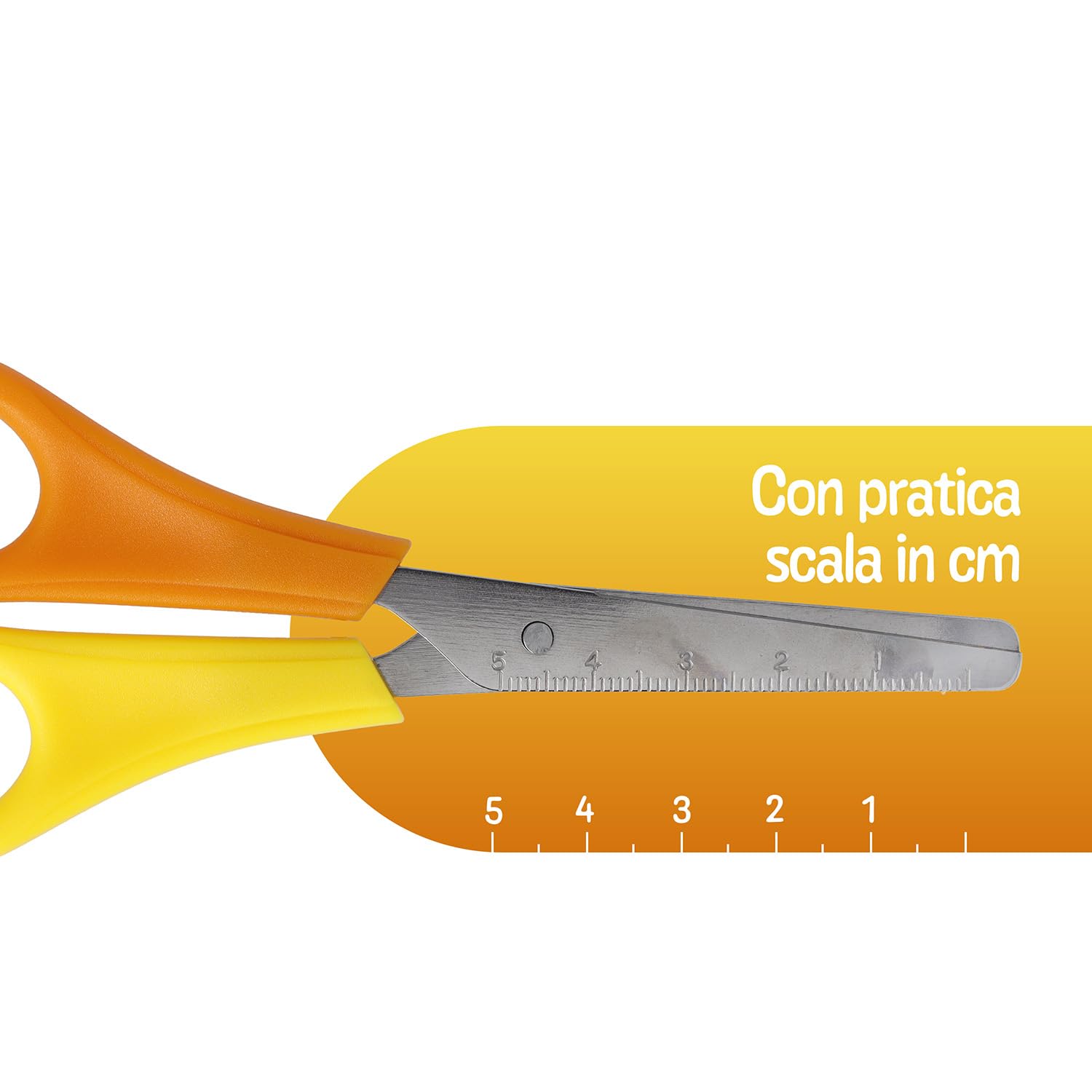 Westcott Forbici per bambini giallo per mancini | Forbici con scala integrata da 5 cm | Forbici da bricolage da 13 cm (5") ideali per le mani dei bambini | Punta arrotondata | E-21593 00