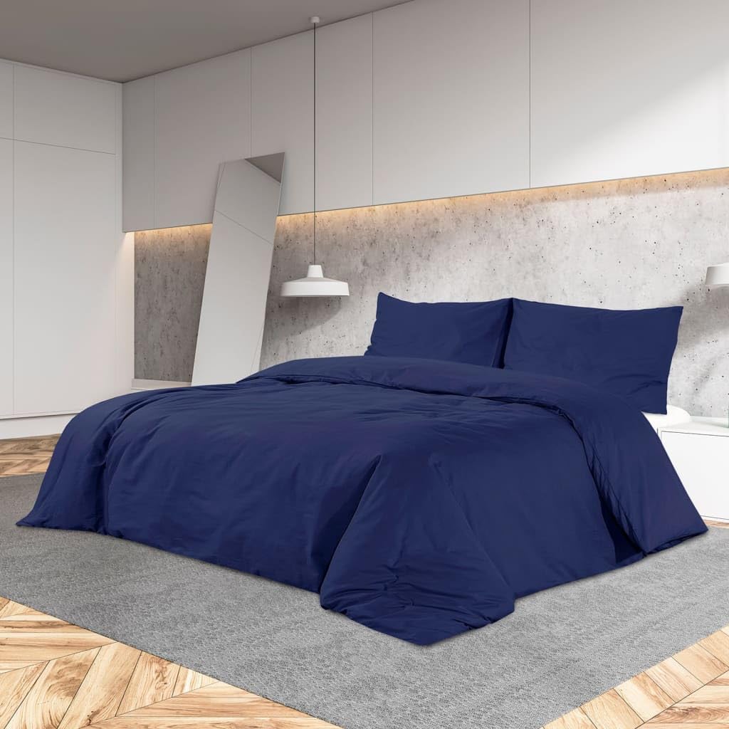 Generico Set Copripiumino Blu Marino 200x220 cm in Cotone,Biancheria,Lenzuola e Coperte,Copripiumini-136153