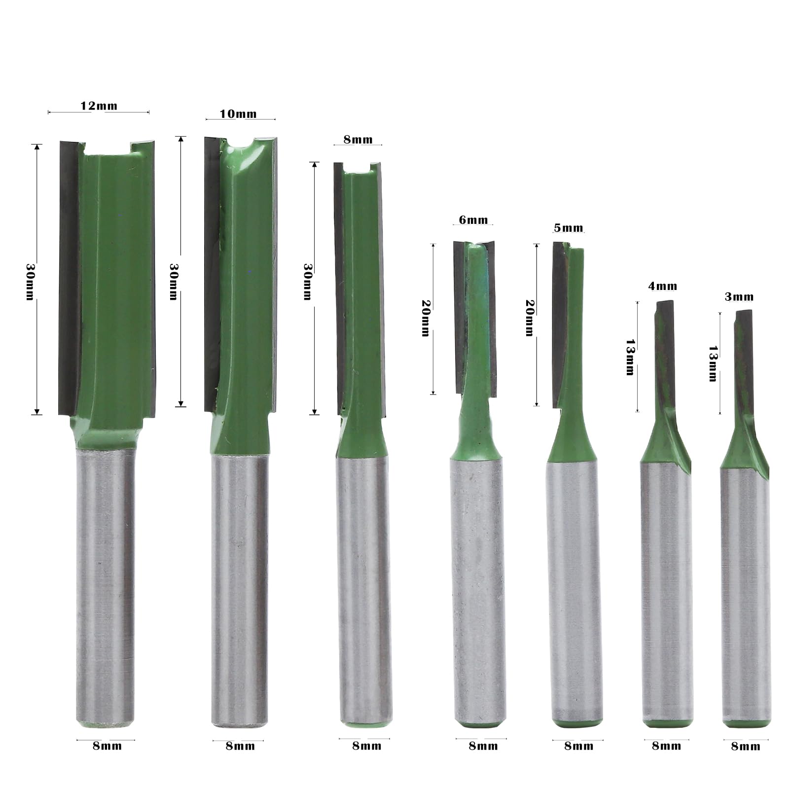 APOMOONS 7 sztuk frezów do drewna, trzonek prosty frez, 6 mm trzonek frez do rowków do drewna, frez górnowrzecionowy, z twardego metalu, frez do drewna, frez do drewna, frez do frezowania, nóż tnący