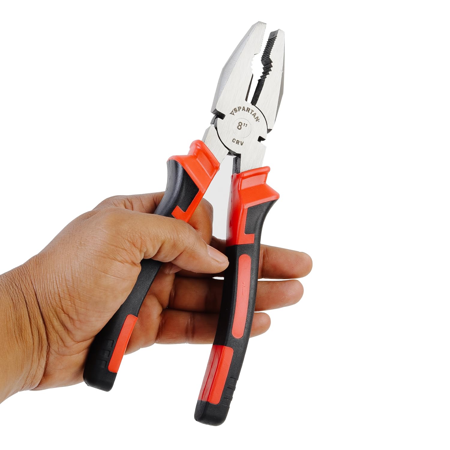Spartan Combination Plier 8-inch for Home & Professional work Use as Electrical Work, Bending, Holding, Cutting & Pulling, etc | Hand Tool | Heavy Duty Cutting Pliers (Red & Black) 1
