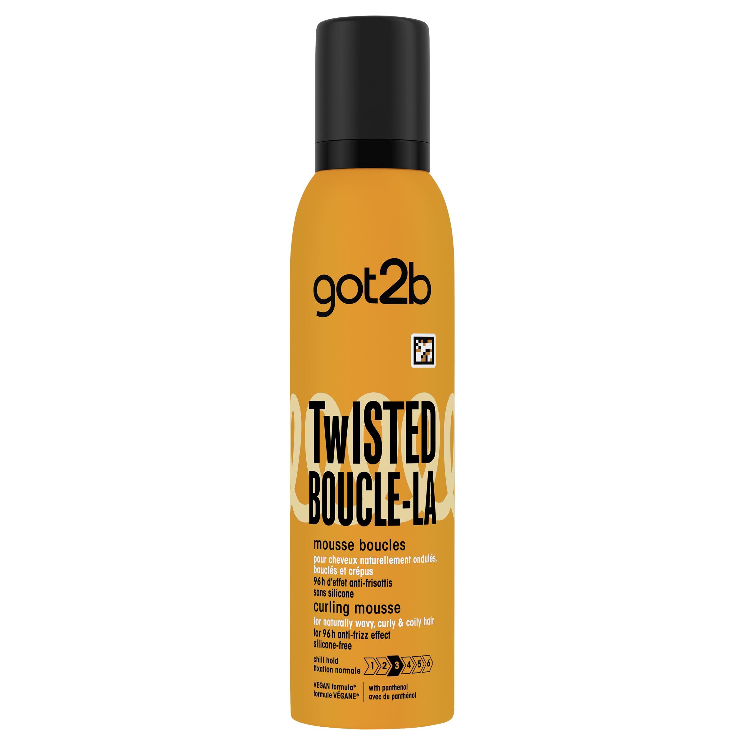 Got2b, Schwarzkopf, Twisted boucle la, Mousse coiffante cheveux, Definition des boucles, Sans Effet Carton, Anti frisottis, Ondules a boucles, Sur cheveux mouilles ou secs, Aerosol 250 ML