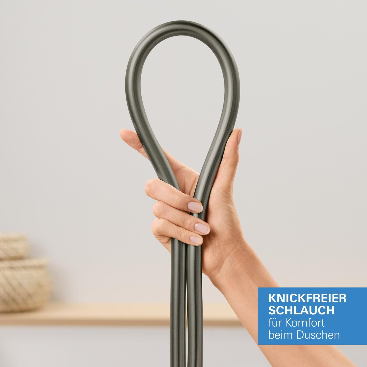 GROHE Silverflex, knickfester Duschschlauch, anthrazit, 1,25m (robuster Brauseschlauch, druckbeständig, universaler Anschluss, keine Dichtungsringe notwendig), hard graphite, grau, 28362A01